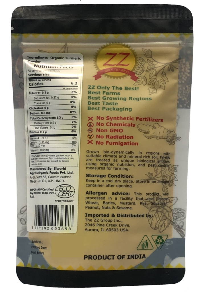 Organic Turmeric Powder Gluten Free ZZ Organic
